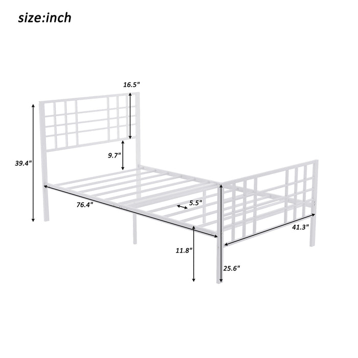 Twin Size Metal Bed Frame Headboard and Footboard Single Platform Mattress Base