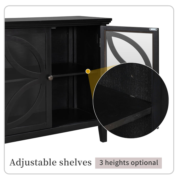 Accent Storage Cabinet Wooden Cabinet with Decorative transparent Door, Modern Sideboard for Entryway, Living Room, Bedroom