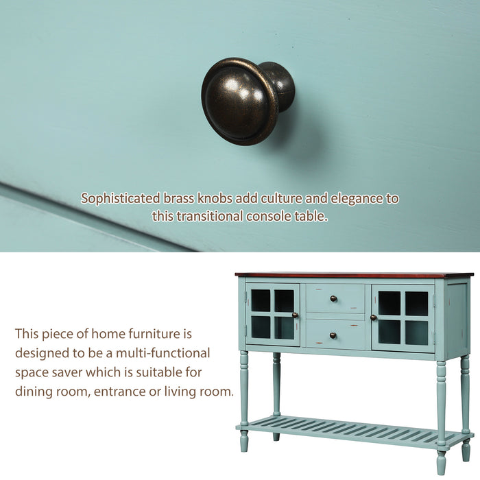 Farmhouse Wood Sideboard Console Table with Bottom Shelf