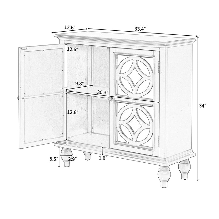 Wood Sideboard Storage Cabinet with Doors and Adjustable Shelf, Entryway Kitchen Dining Room, Modern Vintage Design