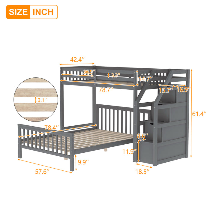 Sleep Crafters Gregorys Twin over Full Loft Bed with Staircase