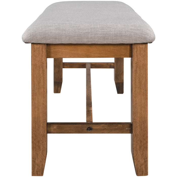 6-Piece Kitchen Dining Table Set Wooden Rectangular Dining Table, 4 Fabric Chairs and Bench Family Furniture