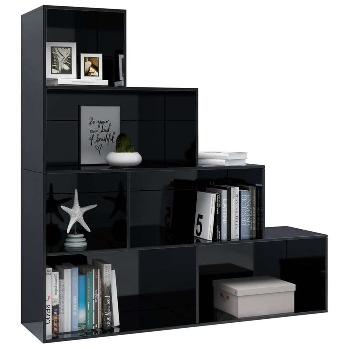 Book Cabinet/Room Divider High Gloss Black 61"x9.4"x63"
