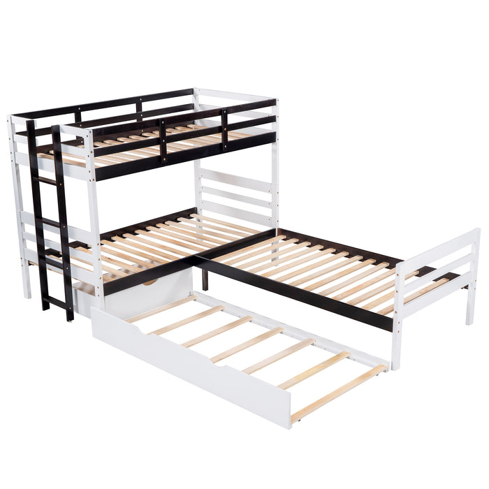 New Space Twin Size L-Shaped Bunk Bed and Platform Bed