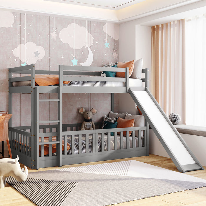 Twin Over Twin Bunk Bed with Slide and Ladder