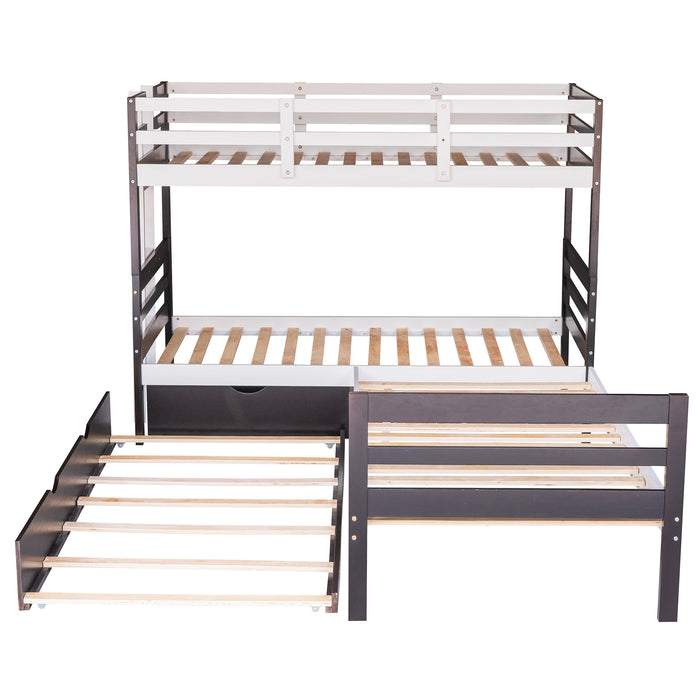 New Space Twin Size L-Shaped Bunk Bed and Platform Bed