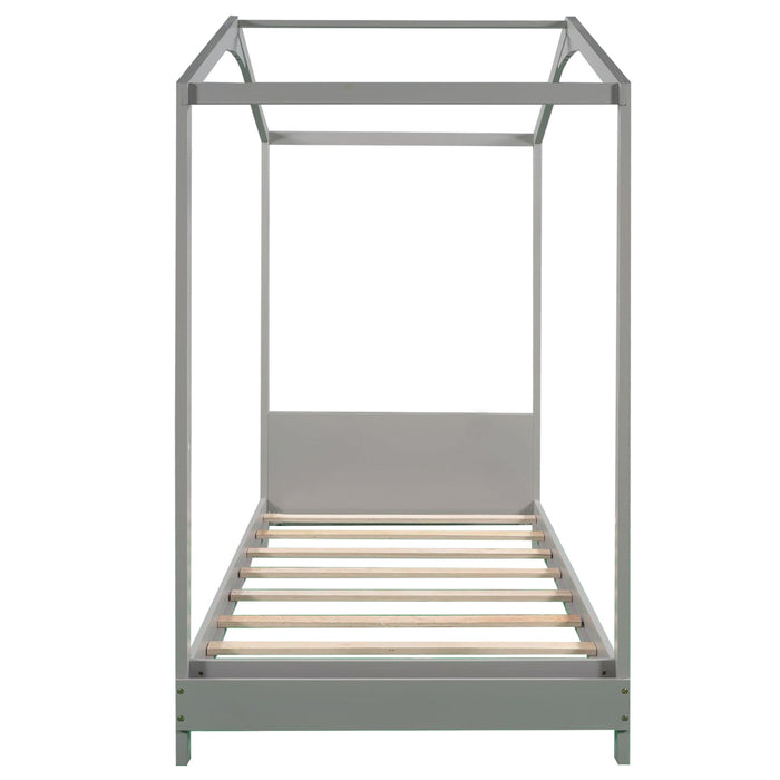 Twin Size House Platform Bed with Headboard