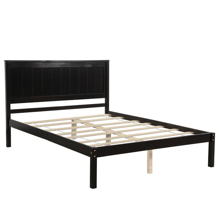 Grenco Full Size Platform Bed Frame with Headboard Wood Slat Support
