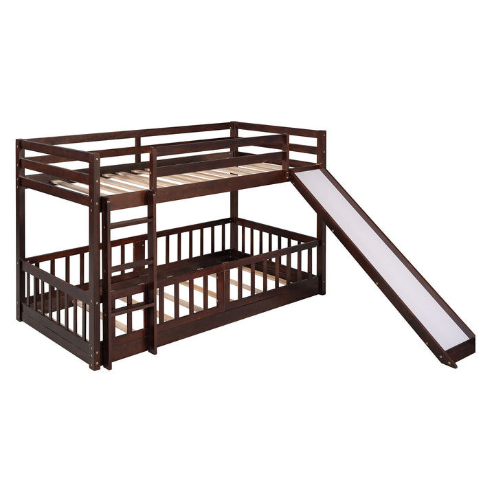 Twin Over Twin Bunk Bed with Slide and Ladder