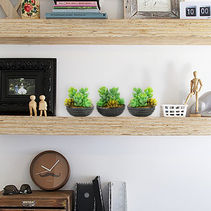 3pcs Artificial Succulents Plants Mini Realistic Fake Succulents EVA Planter Pot