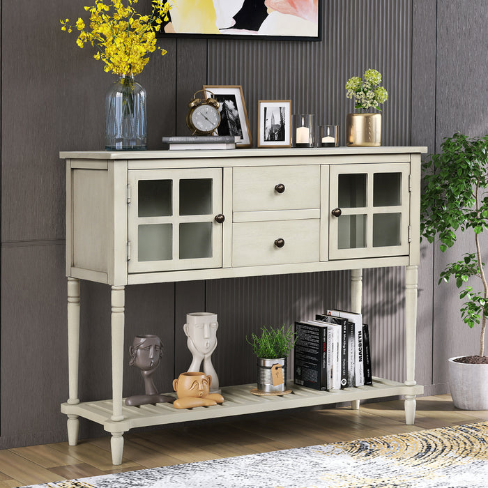 Farmhouse Wood Sideboard Console Table with Bottom Shelf
