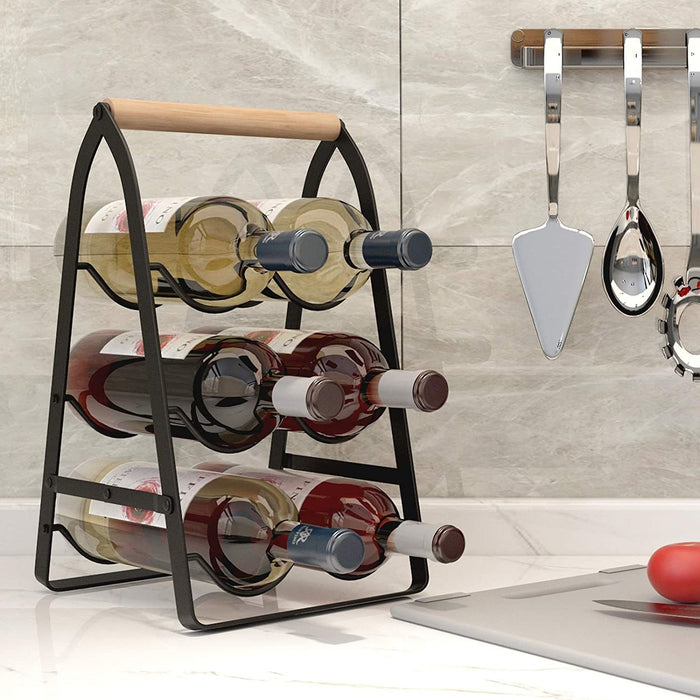 Mecor Countertop Wine Rack, Tabletop Wood Wine Holder for 6 Bottle