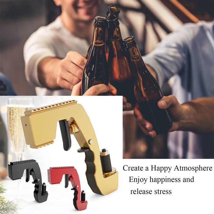 Beer opener , sparkling champagne opener , foam jets, adjustable caliber wine stoppers for beach parties, concert parties, birthday parties, hosting weddings, bars and other joyful occasions (Red)