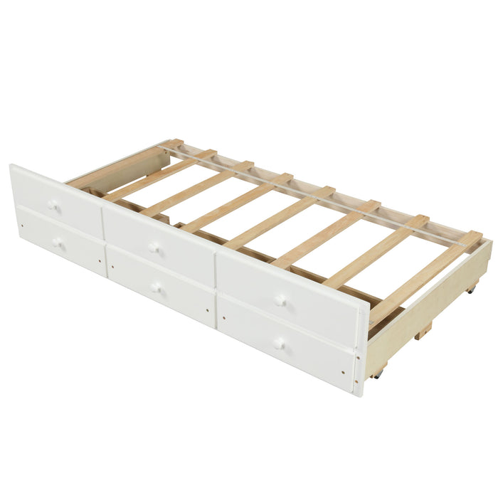 Full Captain Bed With Twin Size Trundle And 3 Drawers Made By Solid Wood