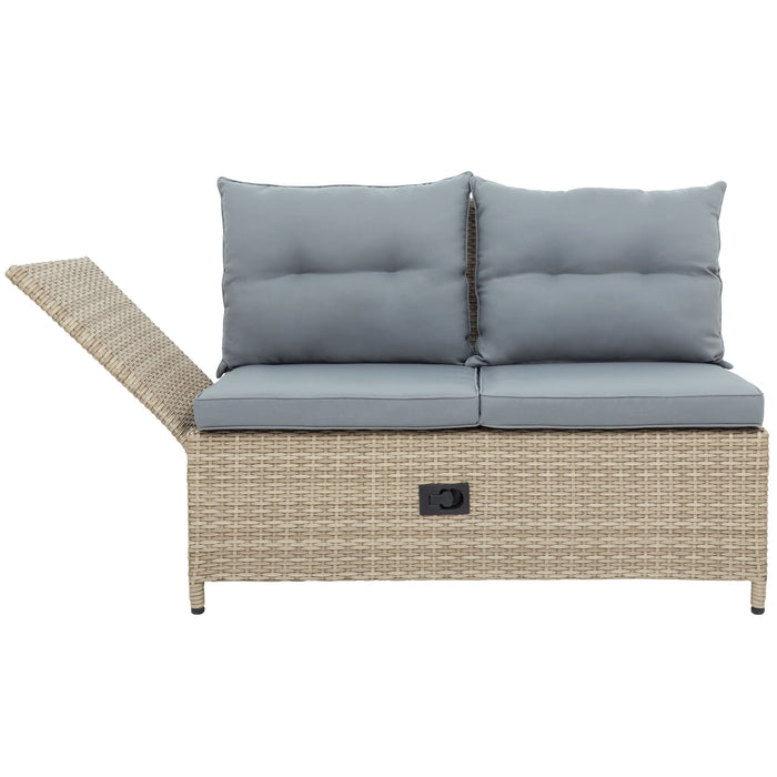 Outdoor Patio 4-Piece All Weather PE Wicker Rattan Sofa Set with Adjustable Backs for Backyard, Poolside, Gray