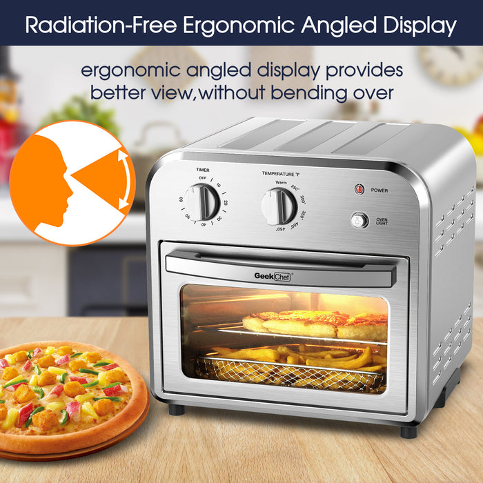 Geek Chef Air Fryer Toaster Oven, 4 Slice Convection Airfryer Countertop Oven,Reheat, Fry Oil-Free, Stainless Steel  XH
