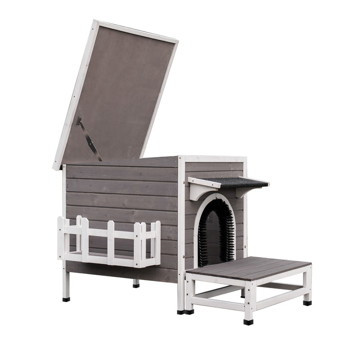 Weatherproof Wooden Outdoor Stray Cat Shelter animal house with Escape Door Kitty Cat House