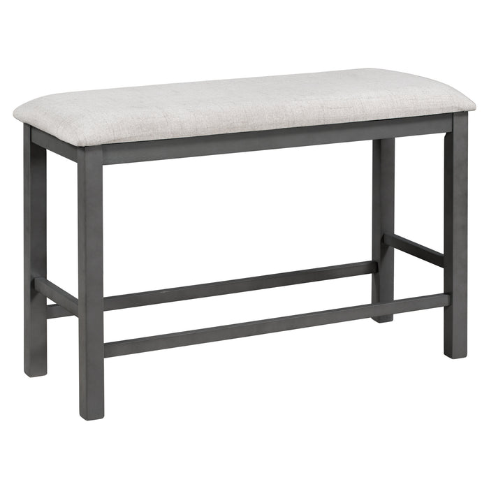 6-Pieces Counter Height Dining Table Set Table with Shelf 4 Chairs and Bench for Dining Room