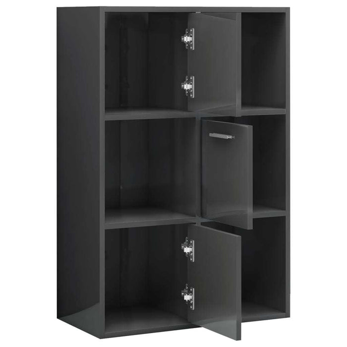 Storage Cabinet High Gloss Gray 23.6"x11.6"x35.4" Chipboard
