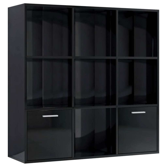 Book Cabinet High Gloss Black 38.6"x11.8"x38.6" Chipboard