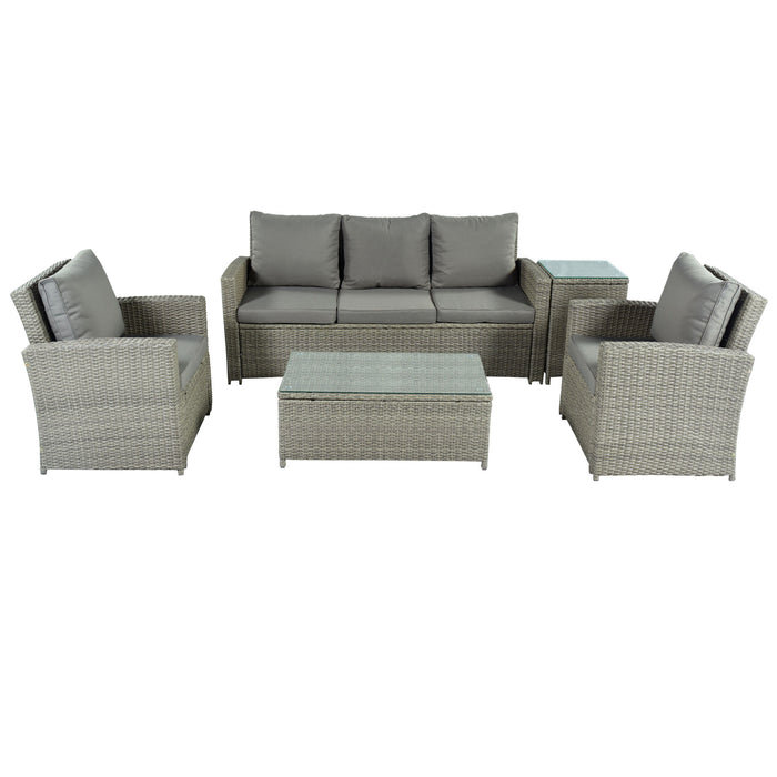 5-Piece Classic Rattan Sectional Seating Group Set