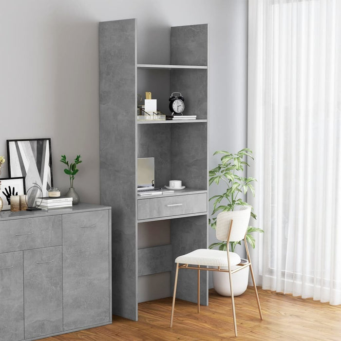 Book Cabinet Concrete Gray 23.6"x13.8"x70.9" Chipboard
