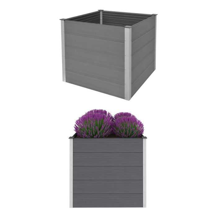 Garden Raised Bed WPC 39.4"x39.4"x35.8" Gray