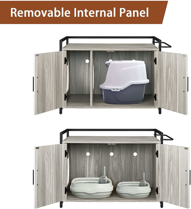 GOOD & GRACIOUS Hidden Cat Litter Box Furniture with Ventilation and Bench Seat