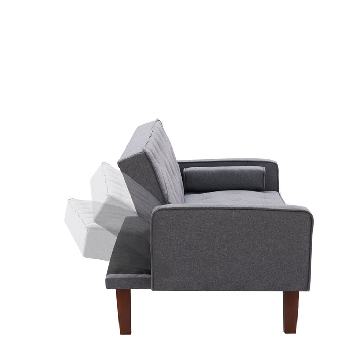 Grey sofa bed with square pillow