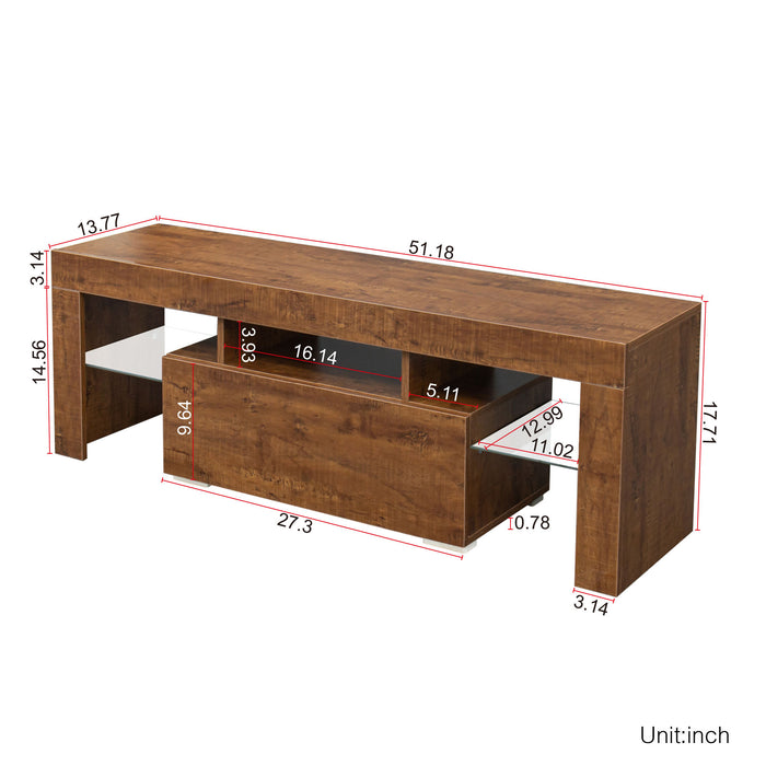 TV Stand with LED RGB Lights,Flat Screen TV Cabinet, Gaming Consoles - in Lounge Room, Living Room and Bedroom,WALNUT
