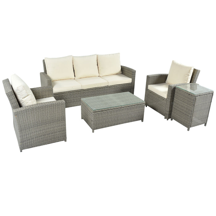 5-Piece Classic Rattan Sectional Seating Group Set