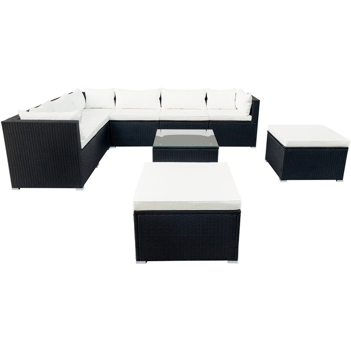9-piece Outdoor Patio PE Wicker Rattan conversation Sectional Sofa sets