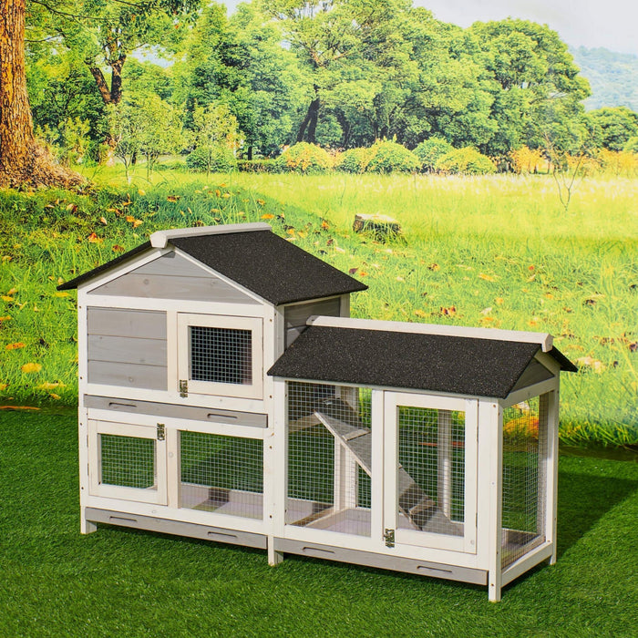 Chicken House, 58" Waterproof Wooden Animal Hutch, Indoor Outdoor Chicken Coop Rabbit Hutch Kit w/Roof, Garden Backyard Rabbit Cage/Guinea Pig House/Hen House, Animal Hutch for Small Pet