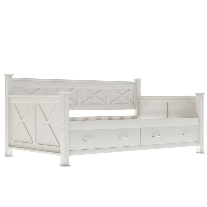 Modern and Rustic Casual Style Daybed, Cream White