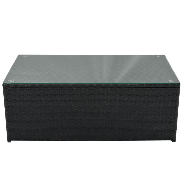 Large Outdoor Wicker Sofa Set, PE Rattan, Movable Cushion, Sectional Lounger Sofa, For Backyard, Porch, Pool, Beige