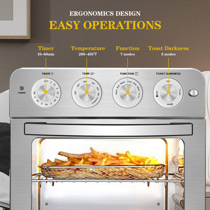Geek Chef Air Fryer Toaster Oven 6 Slice 24QT Convection Stainless Steel Countertop Oven