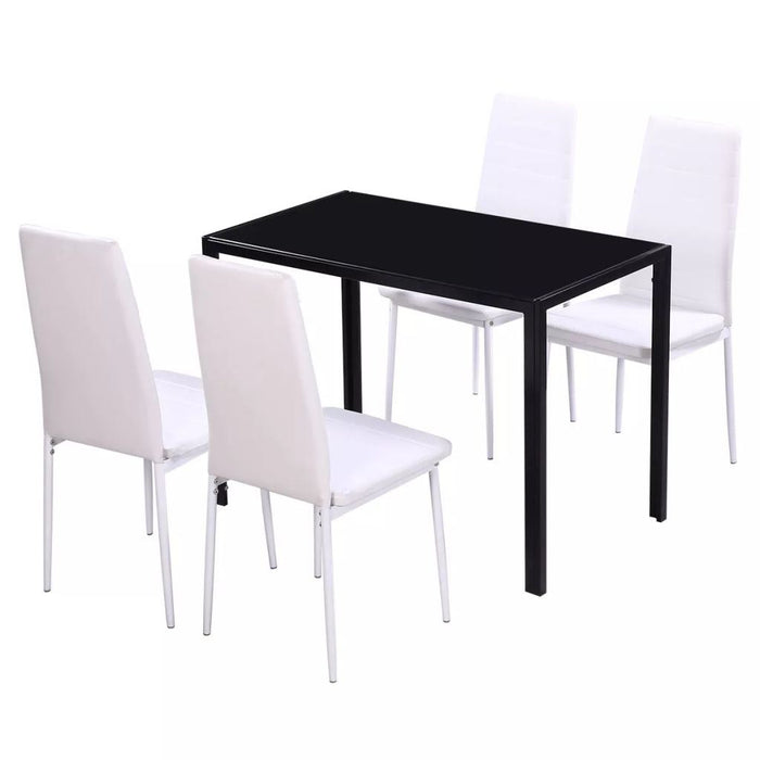 Five Piece Dining Table and Chair Set Black and White