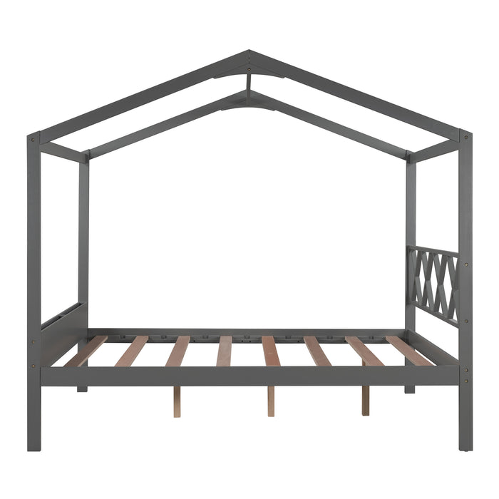 MyRoomz Full Size Wood House Bed with Storage Space