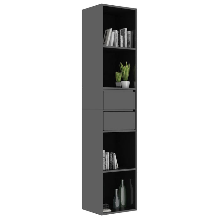 Book Cabinet High Gloss Black 14.2"x11.8"x67.3" Chipboard
