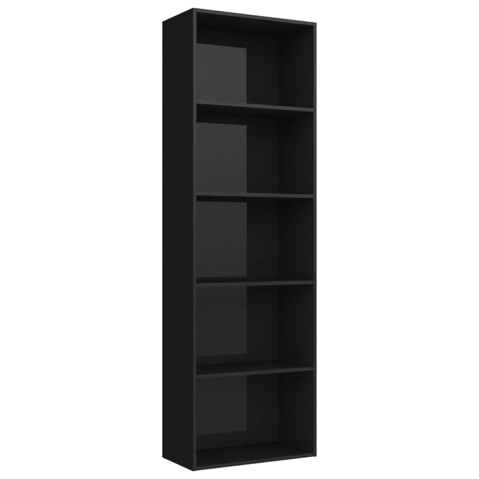 5-Tier Book Cabinet High Gloss Black 23.6"x11.8"x74.4" Chipboard
