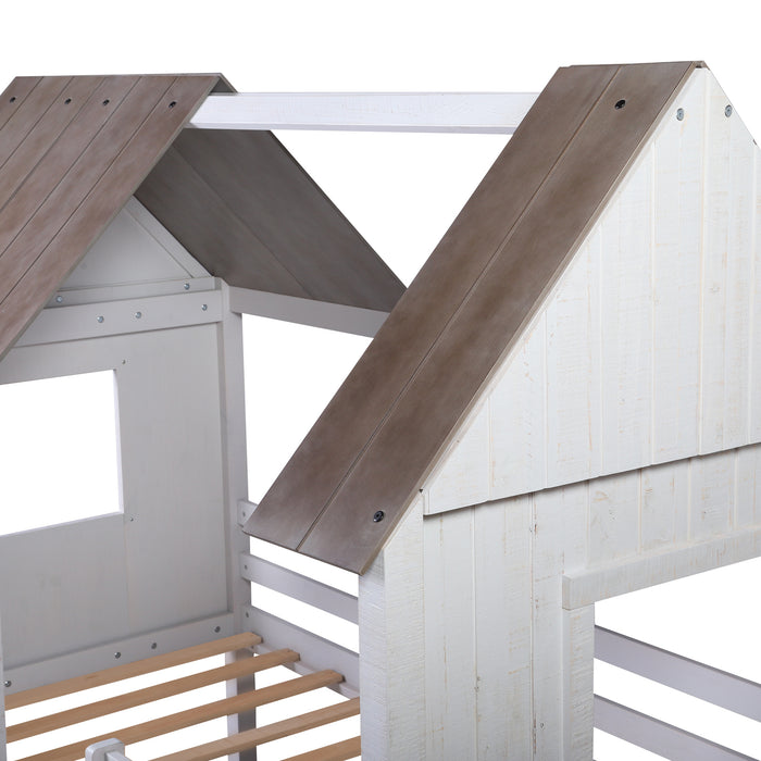 MyRoom Twin Size Low Loft Wood House Bed