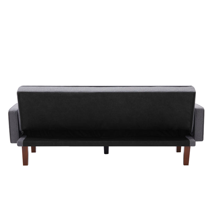 Grey sofa bed with square pillow