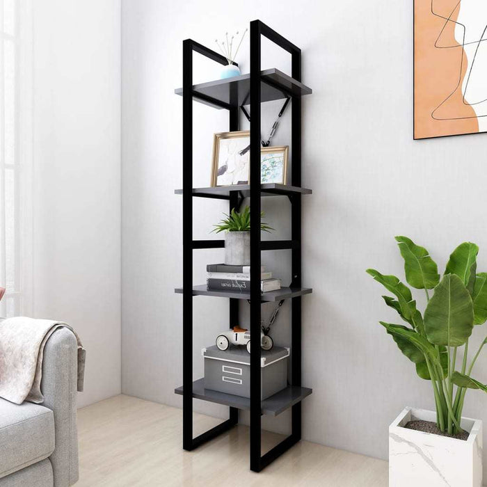 4-Tier Book Cabinet Gray 15.7"x11.8"x55.1" Chipboard