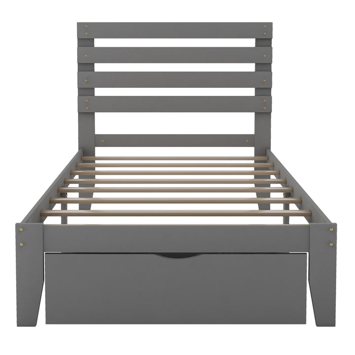 Twin Size Platform Bed with Drawer