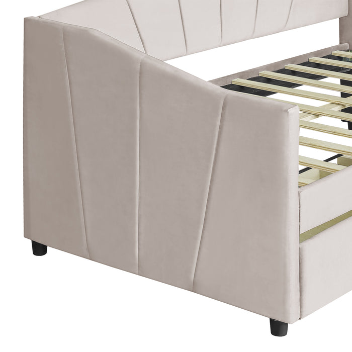 New Space Upholstered daybed Twin Size with Two Drawers and Wood Slat Suppot