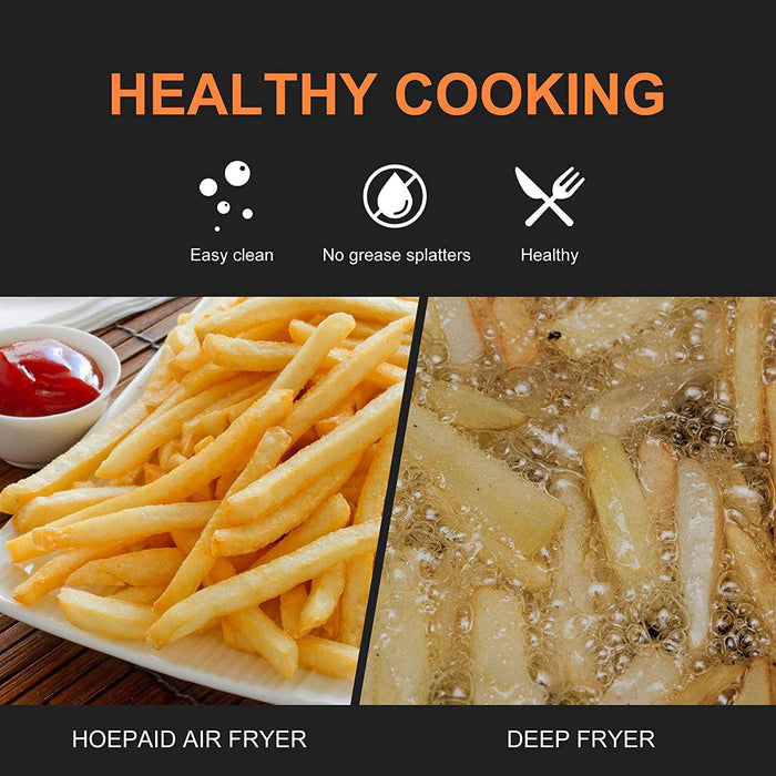 Air Fryer 3.6 Quart, Family Electric Oilless Hot Air Fryer Oven, with Non-Stick Basket and Rack Touch Screen and Knob, 8 Preset Modes, LED Display