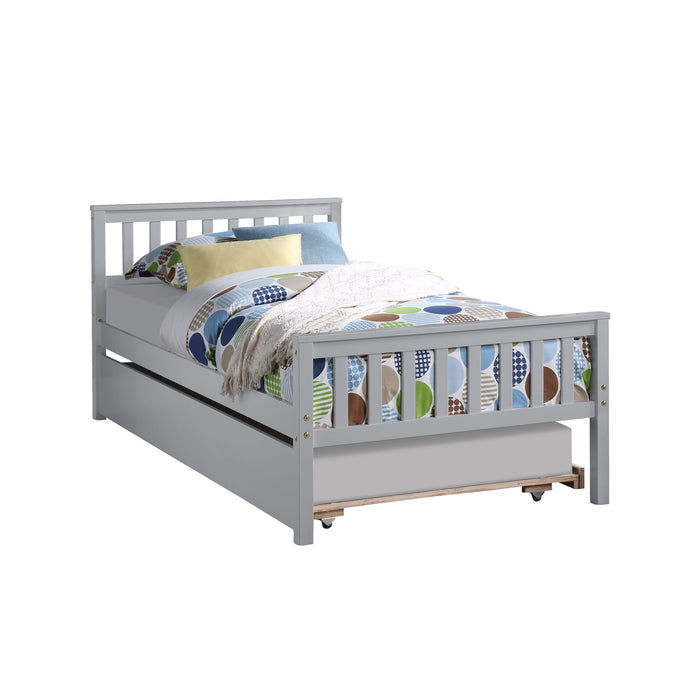 Twin Bed with Trundle,Grey