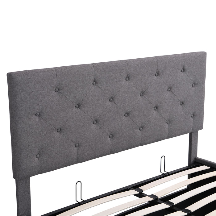 New Space Queen size Upholstered Platform bed with a Hydraulic Storage System