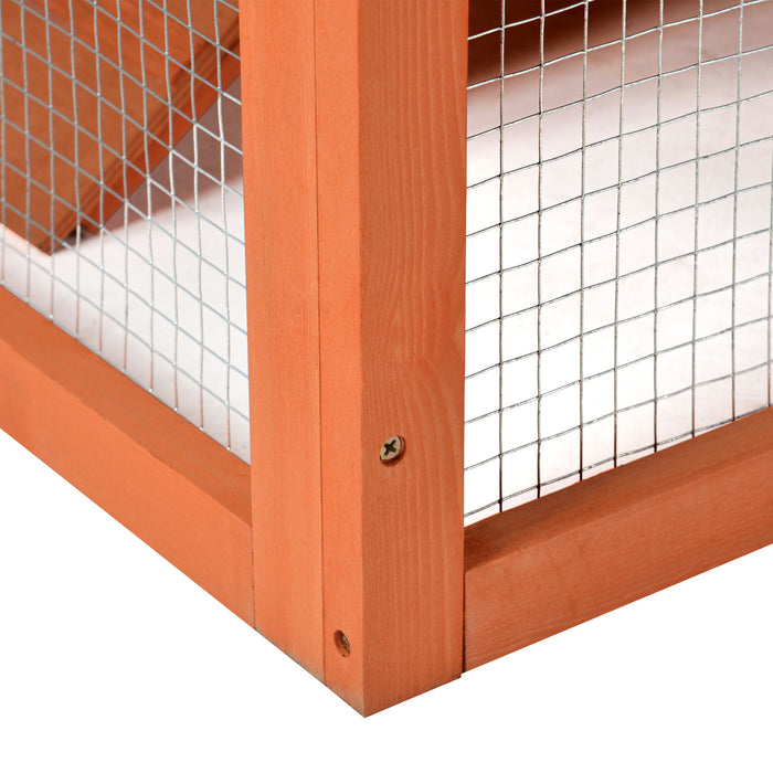 70-Inch Wood Rabbit Hutch Outdoor Pet House Chicken Coop for Small Animals with 2 Run Play Area