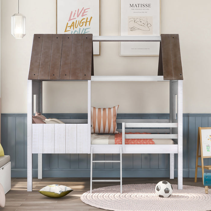 MyRoom Twin Size Low Loft Wood House Bed